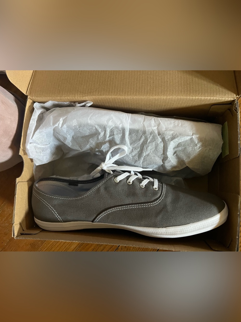 Keds Gray Canvas Low-Top Sneakers with White Laces